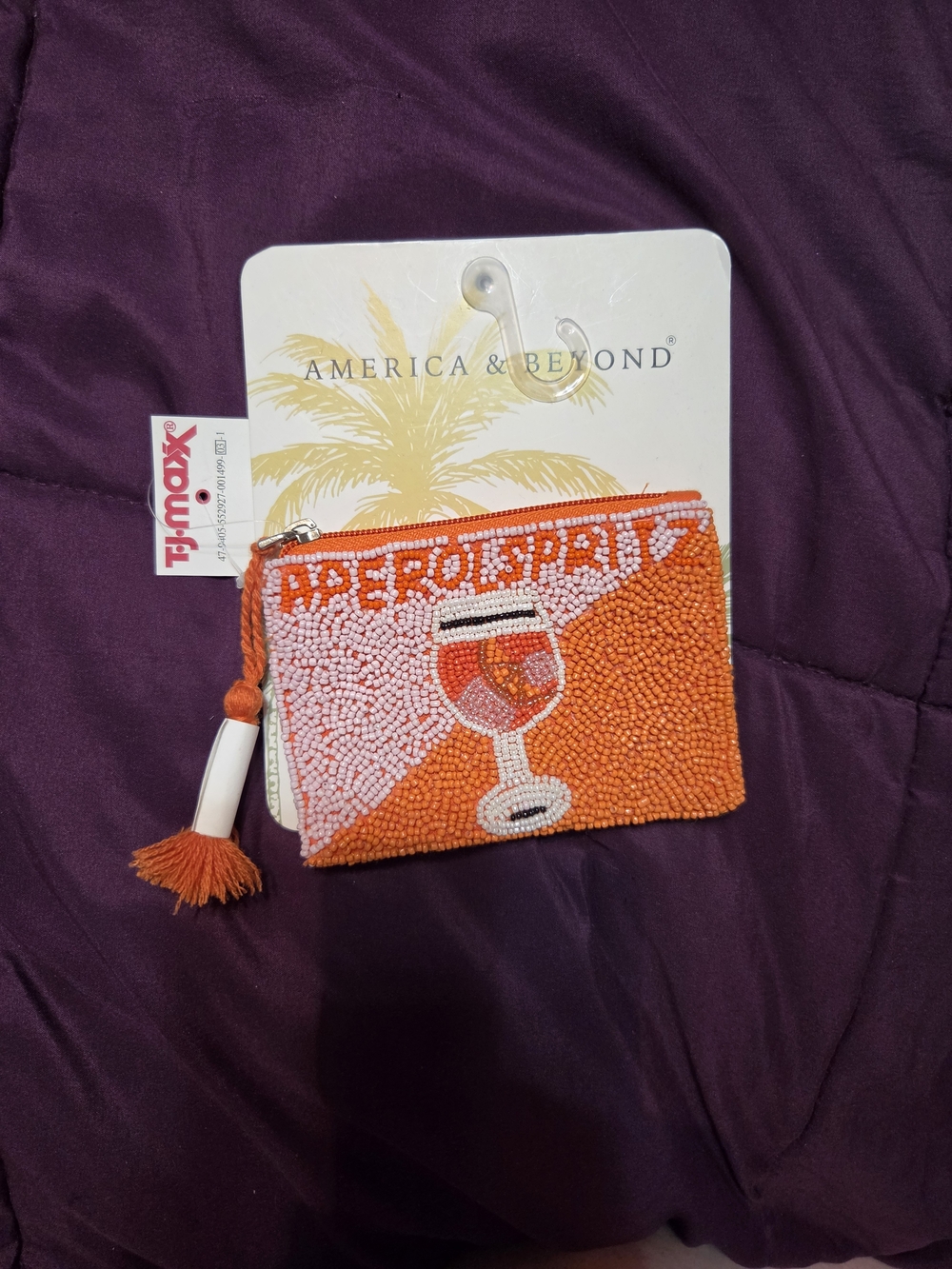 Beaded Aperol Spritz Coin Purse - Orange & Pink